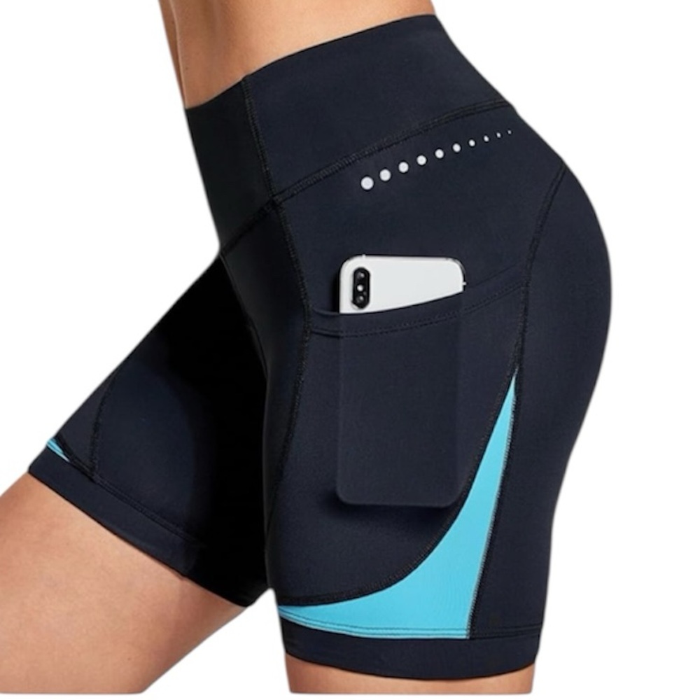 Baleaf Women's Black and Teal 4D Padded Cycling Shorts Size Large - Picture 3 of 12